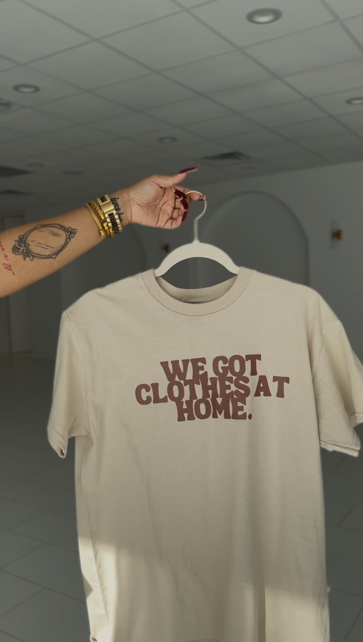 "We Got Clothes" Tshirt - Sand/Brown